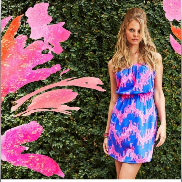 Lilly Pulitzer Strapless Windsor Dress XS Pink Purple - Picture 2 of 7